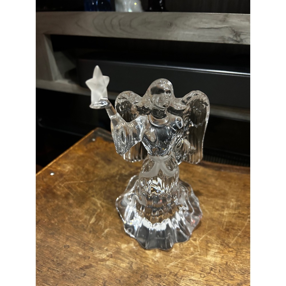 Vintage Lenox Crystal Angel Figurine Frosted Star 8 Inch Glass Christmas Decor